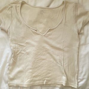 Baby Yellow V Neck Slit Crop Top